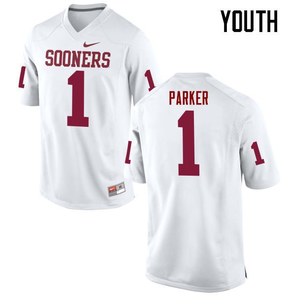 Youth Oklahoma Sooners #1 Jordan Parker College Football Jerseys Game-White